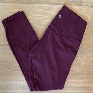 Lululemon Athletica Maroon Leggings High Waist Stretch sz8